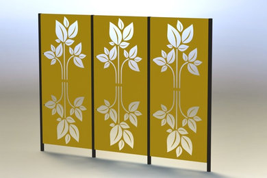 3-Panel Mirrored Leaf Screen