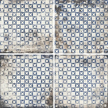 Mariner 900 8x8 Glazed Porcelain Pattern Floor Tile, Blu Decor Maioliche 6, 8" X