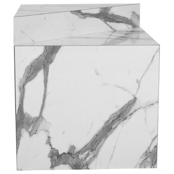 Aritzia End Table, White Faux Marble