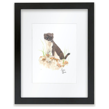 "Woodland Tinies" Otter Individual Framed Print, With Mat, Black, 11"x14"