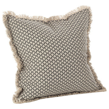 Corinth Collection Moroccan Tile Design Down Filled Cotton Throw Pillow, Slate