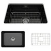 Bocchi Sotto 27 Black Fireclay Single Undermount Kitchen Sink With Grid