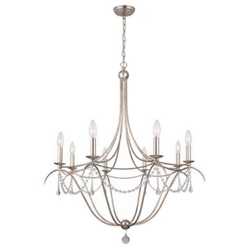 Crystorama Metro 8-Light Crystal Beads Silver Chandelier, Antique Silver