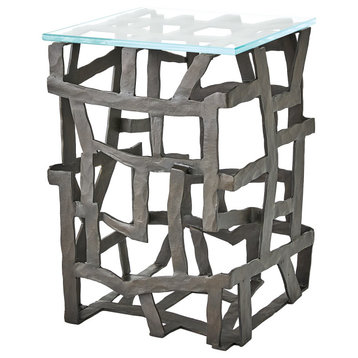 Fragments End Table, Blackened Iron