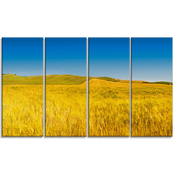 "Tuscany Whet Field On Sunny Day" Landscape Artwork Canvas, 4 Panels, 48"x28"