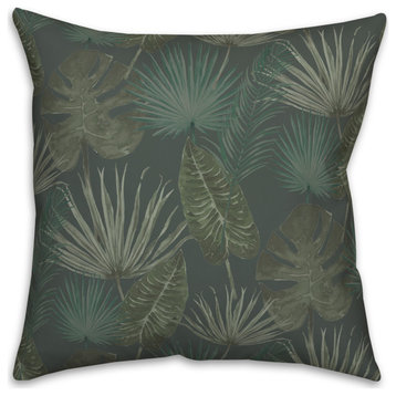 Tropical Palm Gray 18x18 Spun Poly Pillow