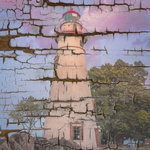 Pi Photography Wall Art and Fine Art - Faux Wood Texture Marblehead Lighthouse at Sunset Framed Photo Wall Art Print, Black, 18" X 24" - Faux Wood Texture Marblehead Lighthouse at Sunset - Nautical / Maritime / Beach / Coastal / Seascape Nature / Landscape Photograph Framed Wall Art Print - Artwork - Wall Decor