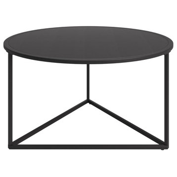 Jenson 33'' Wide Round Coffee Table with Metal Top in Blackened Bronze