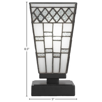 Luna 1-Light Table Lamp, Matte Black/Pewter Square Art