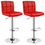 Consigned Set of 2 Bar Stools in Faux Leather with Adjustable Swivel Gas Lift, R