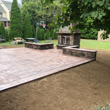 Stamped Concrete Patio and Fireplace