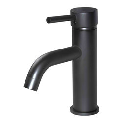 Round Matte Black Basin Mixer with curved spout  SKU: MB03 - Bathroom Sink Taps