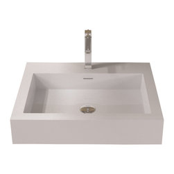 ADM Bathroom Design - ADM Rectangular Wall Mounted Sink, White, 24" - Bathroom Sinks
