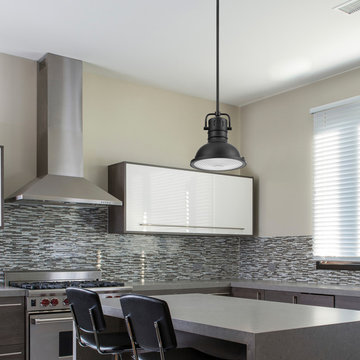 Theon 1-Light Pendant, Dark Bronze, Satin Finish, Plastic Prismatic Diffuser