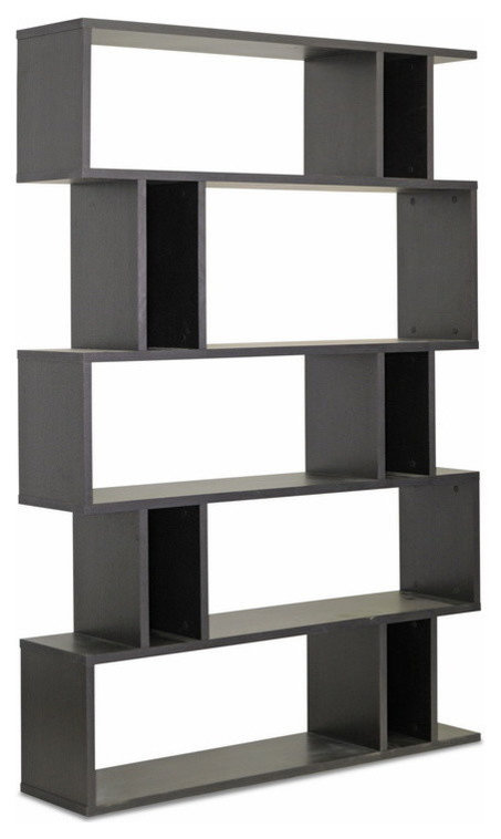 Baxton Studio Goodwin 5, Level Dark Brown Modern Bookshelf