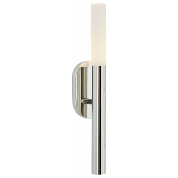 Rousseau Bathroom Wall Sconce, LED, Polished Nickel, Etched Crystal, 14.5"H