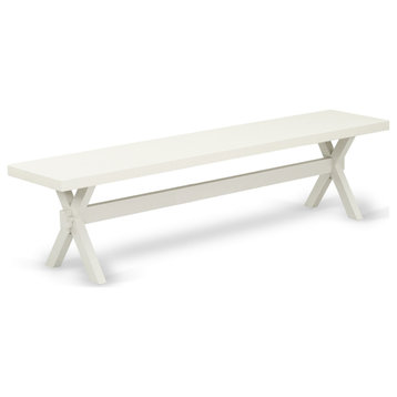 X-Style 15X72 In Dining Bench, Wirebrushed Linen White Leg And Linen White Top