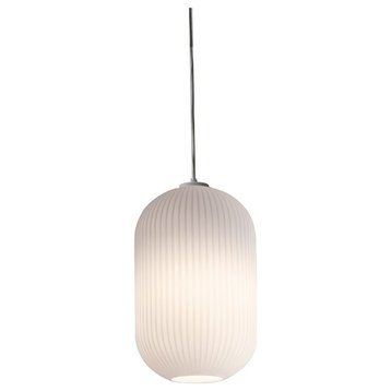 AFX Lighting Callie 1-Light 15" Pendant, White/Frosted Ribbed, CALP09WH
