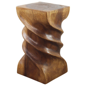 Haussmann Wood  Triple Twist stool-stand 12 in SQ x 22 in H Walnut Oil