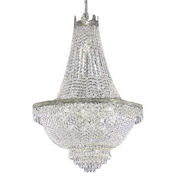 French Empire Crystal Silver Chandelier, 36"x30"