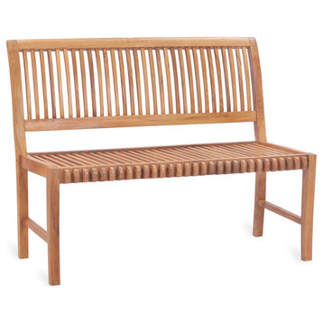 Teak Wood Outdoor Patio Castle Bench Without Arms, 4'