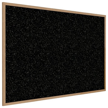 Ghent's Wood 3' x 5' Rubber Bulletin Board with Wood Frame in Speckled Tan