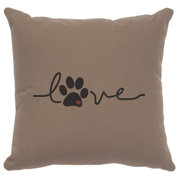 Image Pillow 16x16 Love Paw Cotton Taupe