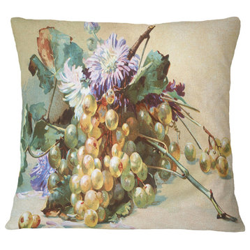 Digital Illustrated Flowers Floral Throw Pillow, 18"x18"