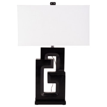 Wood, 27"H Geometric Lamp, Black