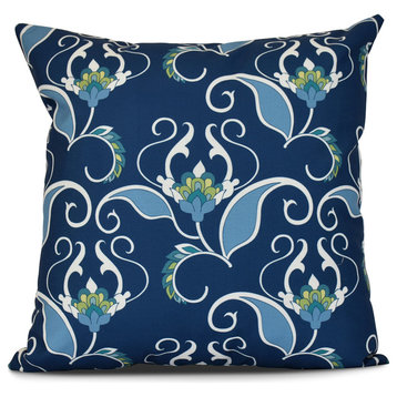 18x18", West Indies, Floral Print Pillow, Blue