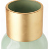Minty Green Glass With Gold Metal Top Vase, 17"