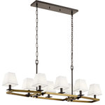 Kichler - Linear Chandelier 8-Light - Featuring square lines and shades with cascading chain canopy accents, the Dancar(TM) 8-light linear chandelier with Natural Brass finish flows nicely with soft contemporary spaces. The Dancar's square, white microfiber shades, and satin etched diffuser glass provide a warm and relaxed tone to any room.in.,