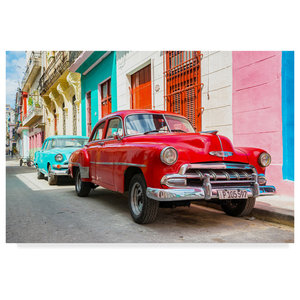 cuba fuerte collection two chevrolet cars red and turquoise wrapped canva contemporary prints and posters by great big canvas houzz