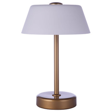 Rechargable LED Portable 1-Light Table Lamp in Painted Satin Brass