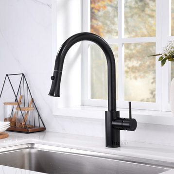 Luxier KTS11-T Single-Handle Pull-Down Sprayer Kitchen Faucet, Oil Rubbed Bronze
