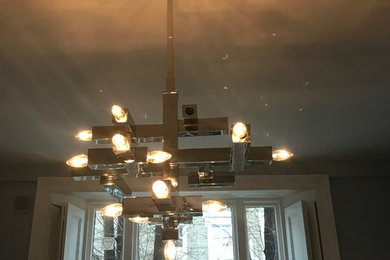 Hung a Sciolari style chrome chandelier in Notting Hill