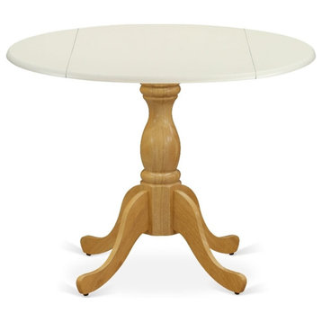DST-LOK-TP - Dining Table - Linen White Table Top and Oak Pedestal Leg Finish