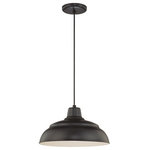 Millennium Lighting - Millennium Lighting R Series 1-Light Pendants in Satin Black - Get industrial style with this Millennium Lighting R Series cord-hung warehouse shade pendant. It has a stylish shade with factory flair, sleek cord and satin black finish. Damp location listed. You can use 17" R Series wire guards with this pendant.  This light requires 1 , 200W Watt Bulbs (Not Included) UL Certified.