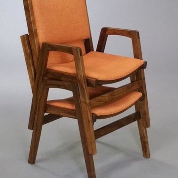 New Mid-Century Modern Walnut Stacking Chair