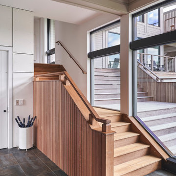 Custom Wood Staircase in a Figure Eight Island Beach Home