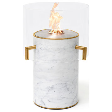 EcoSmart Pillar 3 Tall Fireplace Smokeless, Marble White, Ethanol Burner