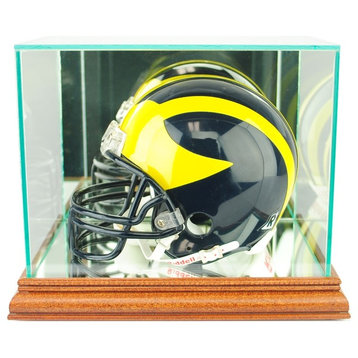 Mini Football Helmet Display Case, Walnut