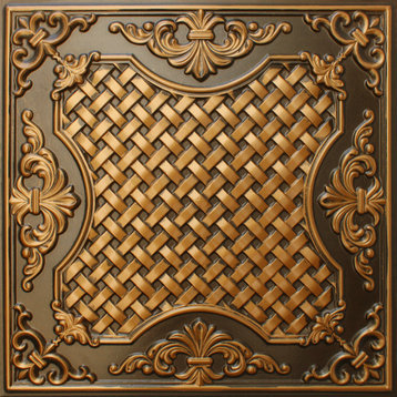 Antique Gold 3D Ceiling Panels, 2'x2', 100 Sq Ft, Pack of 25