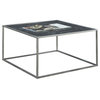 Gold Coast Coffee Table in Black Faux Marble Wood Finish and Silver Metal Frame