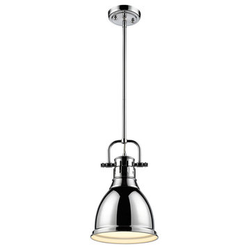Golden Lighting 3604-S CH-CH Duncan - 1 Light Small Pendant with Rod