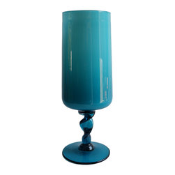 EMPOLI TEAL CYLINDRICAL VASE - Vases