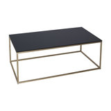 Kensal Black Coffee Table, Brass Base