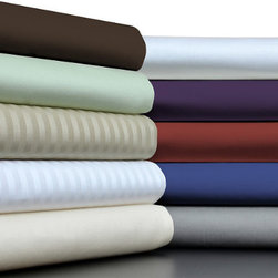 Egyptian Cotton Sheet Set White Stripe  King - Sheets