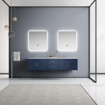 Geneva Bathroom Vanity, Navy Blue, 80", Top, Sink, Mirror