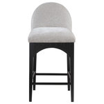 Meridian Furniture - Waldorf Chenille Upholstered Stool, Black, Chenille, Natural Finish, Grey, Chenille Fabric, Black Finish - The Waldorf Chenille Fabric Counter stool exudes elegance and comfort. Crafted with solid ash wood, this stool boasts a sturdy and durable construction. The black finished legs provide a sleek and welcoming touch to the overall design. The plush grey chenille fabric on the seat and backrest of the stool offers a soft and cozy seating experience, making it an ideal choice for long dinner conversations with family and friends.